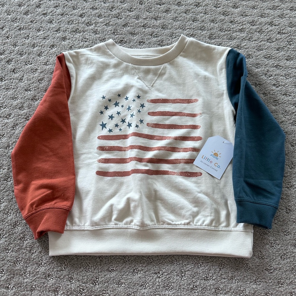 Little Co American flag Crewneck